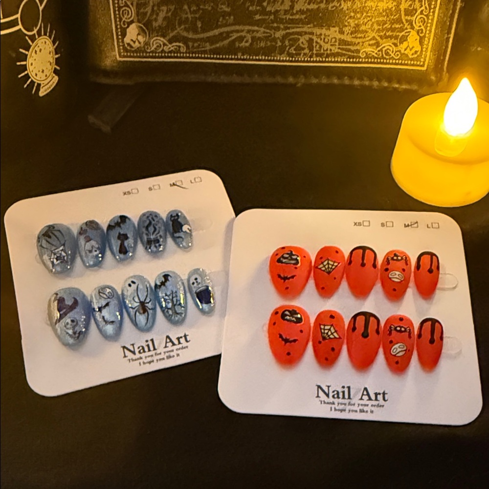 Halloween Themed Nail Art Two Set Size Medium. Reusable.
